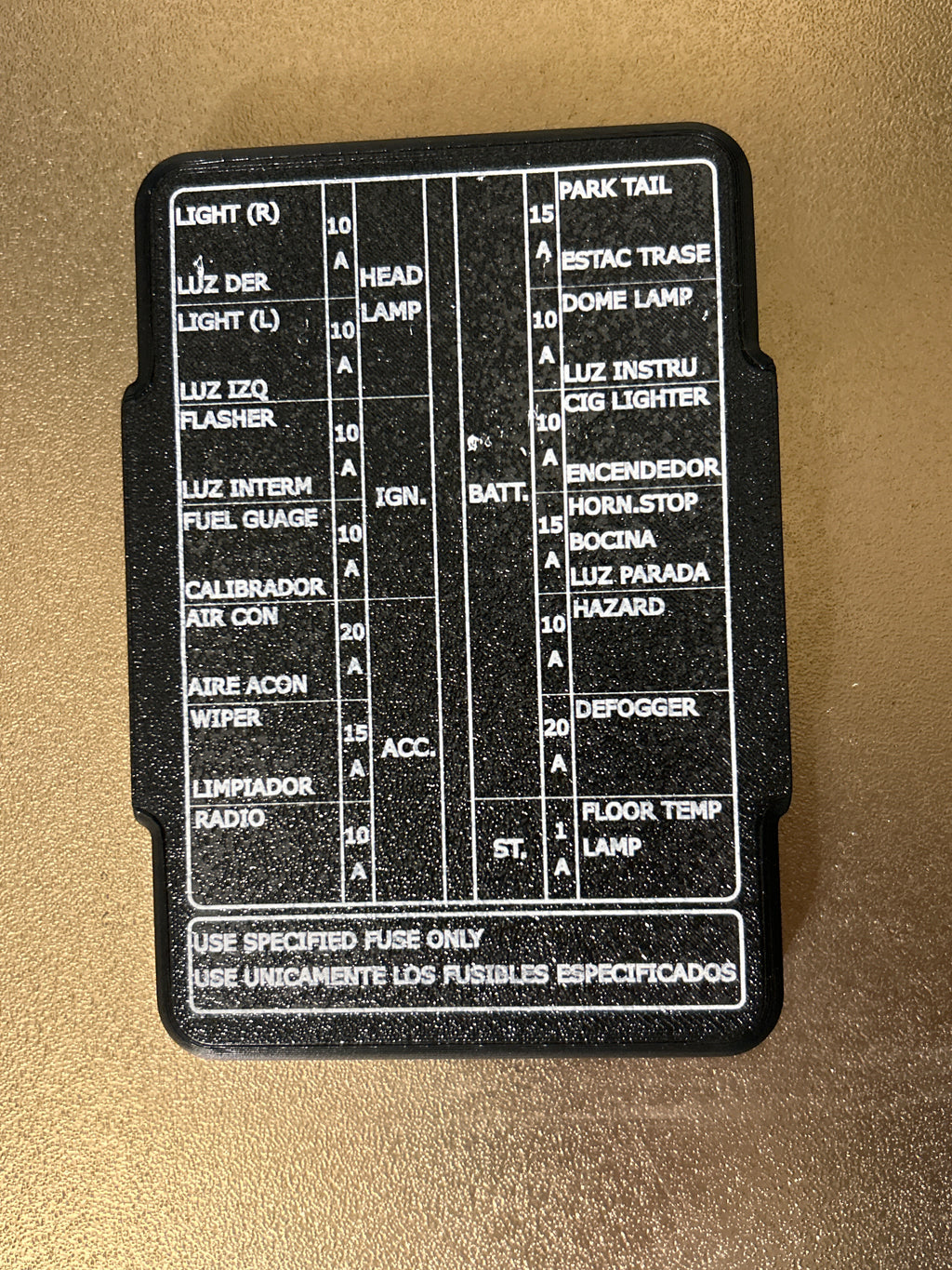 78 Datsun Z S30 Fuse Cover