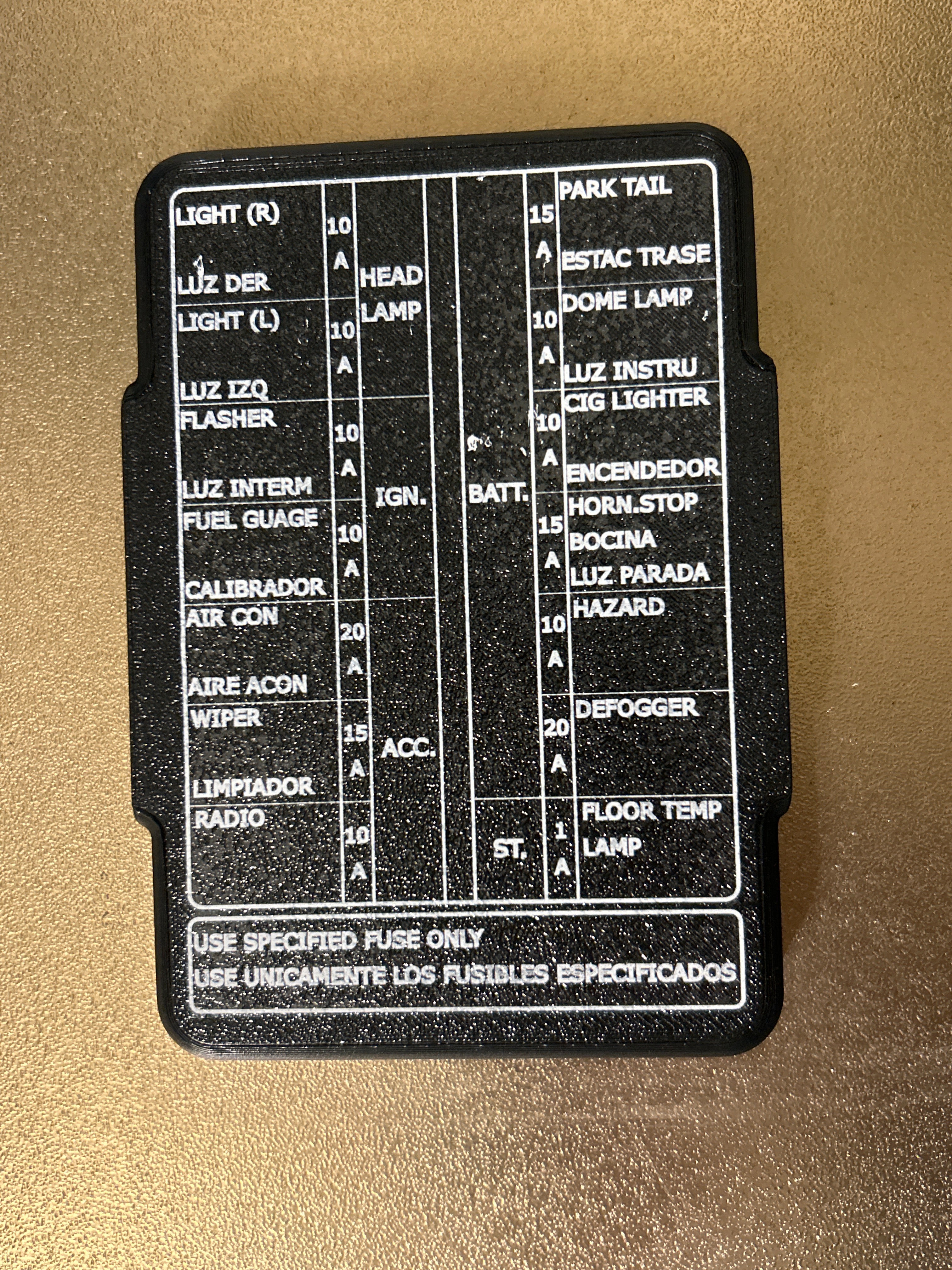 78 Datsun Z S30 Fuse Cover